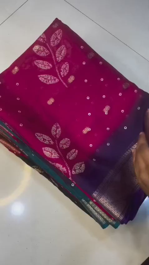 Premium Crepe Silk Saree with Jacquard Jari Butti Work & Running Blouse – Elegant Boutique Wear & Festive Gifting