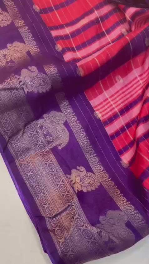 Beautiful Kolam Silk Saree – All Over Weaving with Kanchi Border.