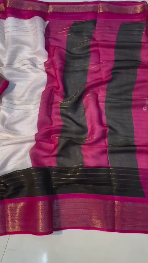 Heavy Mysore Silk Saree with All-Over Weaving & Two-Tone Padding Border + Coordinated Blouse – Regal Elegance for Boutique Displays & Festivals