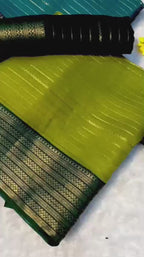 Heavy Mysore Silk Saree with All-Over Weaving & Two-Tone Padding Border – Elegant Ethnic Wear for Boutique Displays & Festive Gifting