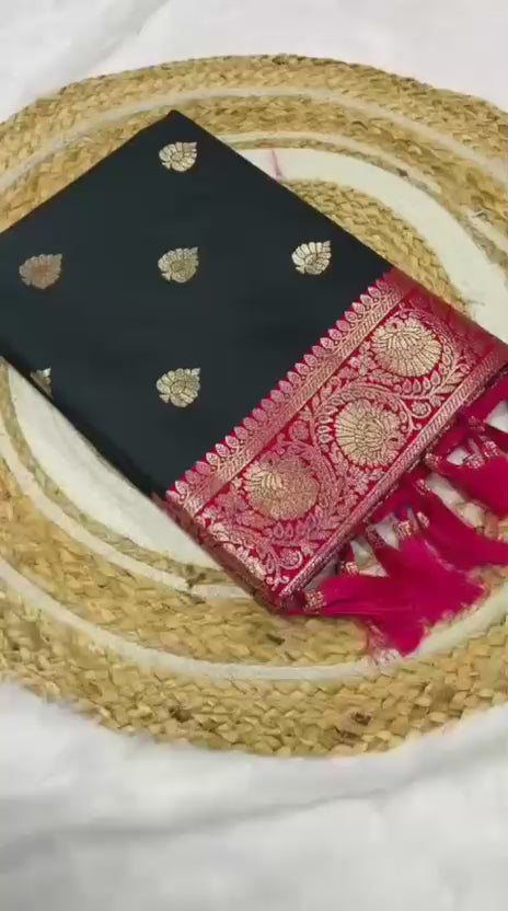 Pure Banarasi Silk Saree with Rich Mina Work & Butti Design – Regal Grandeur for Boutique Displays & Wedding Season Gifting