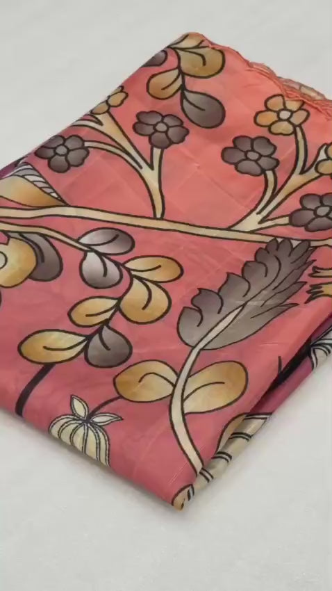 Handloom Tussar Silk Saree with Kalamkari Digital Print & Arco Border – Premium Collection